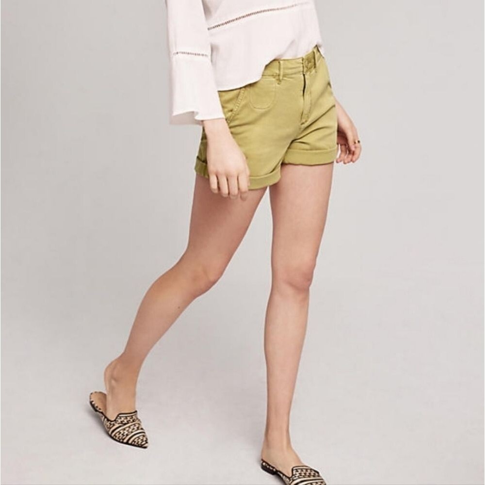 Anthropologie Relaxed Chino Shorts Pea Green Size 25